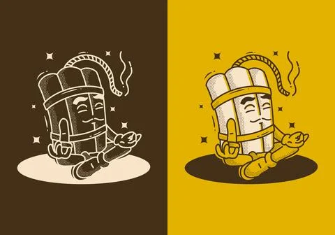 Mascot character design of tnt dynamite in meditation pose Illustrazione stock