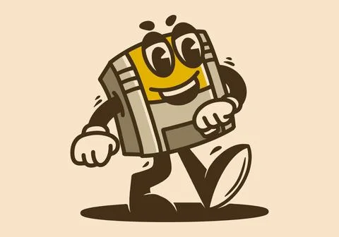 Mascot character design of a walking diskette Stock Illustration