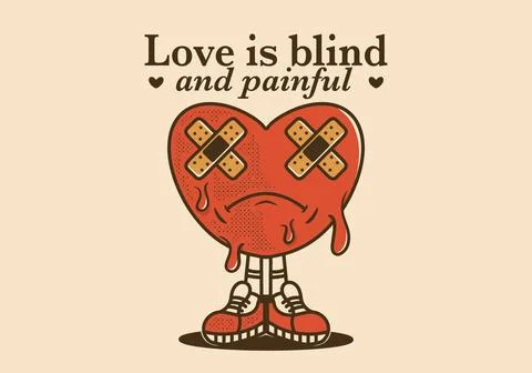 Mascot character of heart with sad expression Stock Illustration
