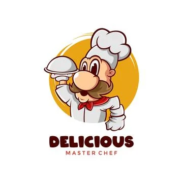 Mascot Chef Logo Modern Vector Design Template Stock Illustration