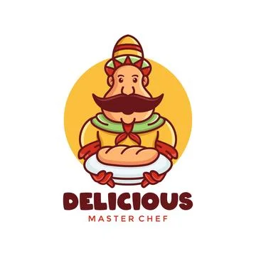 Mascot Chef Logo Vintage Vector Design Template Stock Illustration