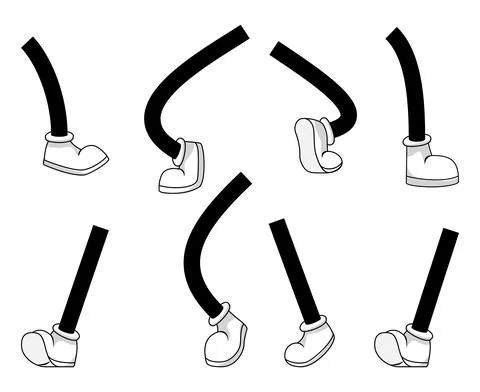 Mascot comic legs set for pose and position for animation Stock Illustration