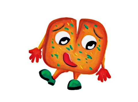 Mascot Garlic Bread on white background Stock Illustration