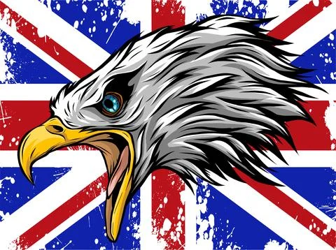 Mascot Head of an Eagle with england flag vector illustration design Stock Illustration