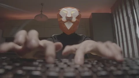 Mascot human typing super fast on a keyboard Stock Footage 311981834