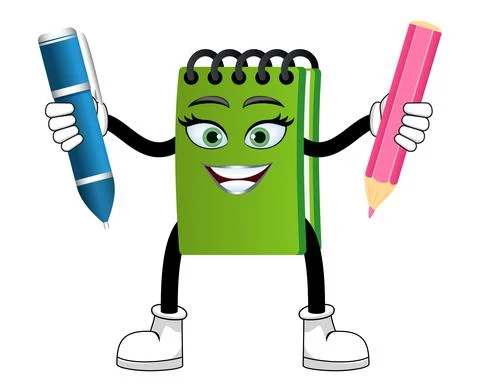 Mascot notepad character standing and holding Illustrazione stock