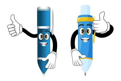Mascot pen characters posing isolated Stock Illustration