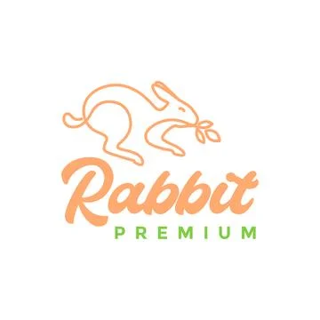 Mascot rabbit jump line logo design vector 스톡 일러스트