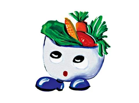 Mascot Salad on white background Stock Illustration