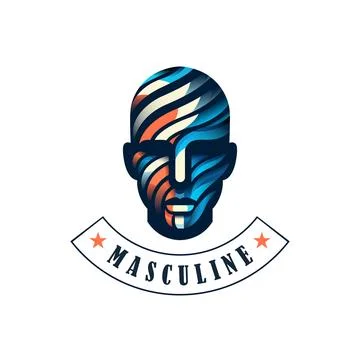 Masculine head face logo template design for brand or company Illustrazione stock