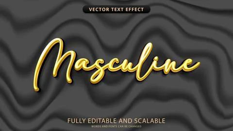 Masculine text effect editable with fabric texture background eps file Stock Illustration