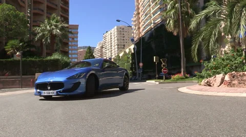 Maserati turning on roundabout in Monaco  스톡 동영상 38147688