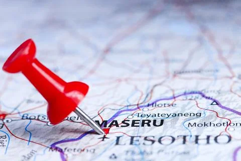 Maseru, Lesotho pin on map Stock Photos