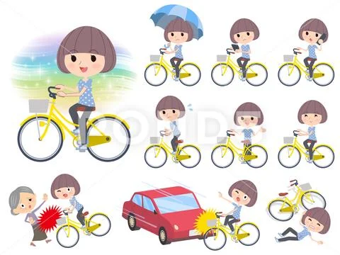 Mash hair women Sportswear city cycle Stock Illustration