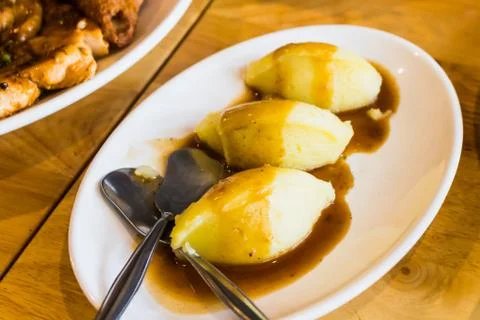 Mash potato on mini dish Stock Photos