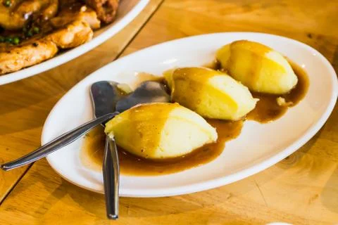 Mash potato on mini dish Stock Photos