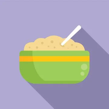 Mash potato spoon icon flat vector. Boiled food Illustrazione stock