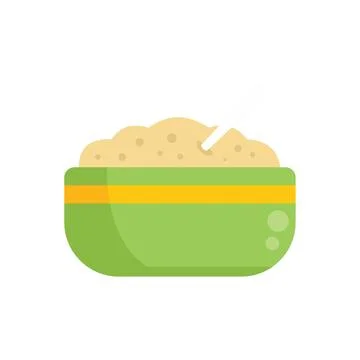 Mash potato spoon icon flat vector. Boiled food Stock Illustration