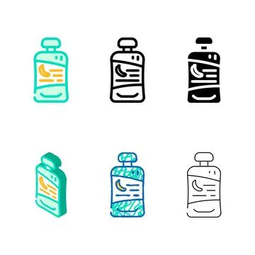 Mashed banana color icon variations vector 스톡 일러스트