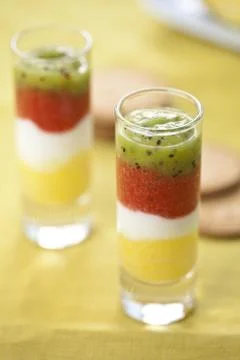 Mashed fruit cups without mixing Stock Photos
