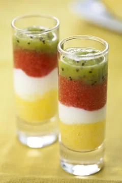 Mashed fruit cups without mixing Stock Photos