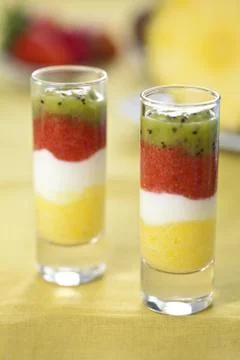 Mashed fruit cups without mixing Stock Photos