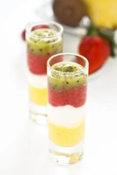 Mashed fruit cups without mixing Stock Photos