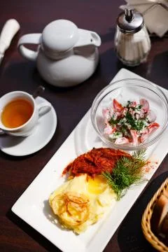 Mashed potato with fried onion Фото