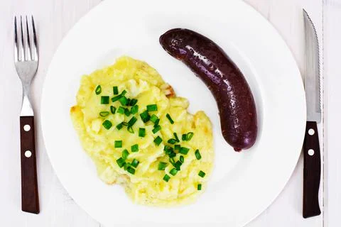 Mashed Potatoes and Black Pudding Kaszanka Stock Photos