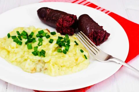 Mashed Potatoes and Black Pudding Kaszanka Stock Photos
