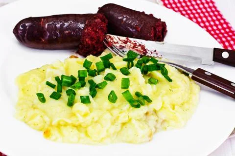 Mashed Potatoes and Black Pudding Kaszanka Stock Photos