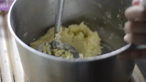 Mashed potatoes in the bowl. Stock Footage 87194933