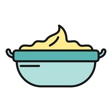 Mashed potatoes in a bowl icon representing cooking 库存插图