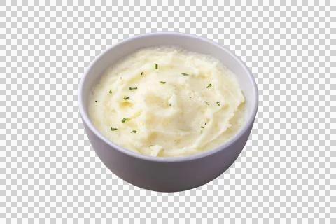 Mashed potatoes in a bowl isolated over white background Stock Photos