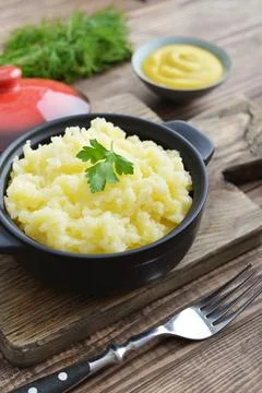 Mashed potatoes in bowl Stock Photos