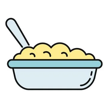 Mashed potatoes in bowl with spoon icon Stock Illustration