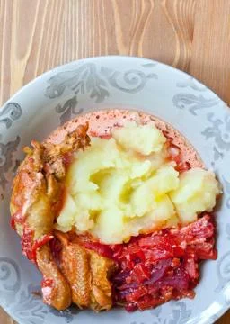 Mashed potatoes with chicken leg Foto stock