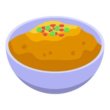Mashed potatoes dish icon, isometric style Illustrazione stock