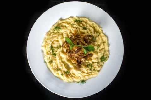 Mashed potatoes with goulash Stock Photos