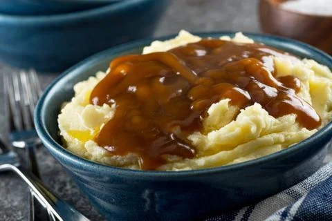 Mashed Potatoes with Gravy Stock Photos
