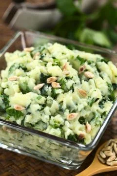Mashed potatoes with herbs Stock Photos
