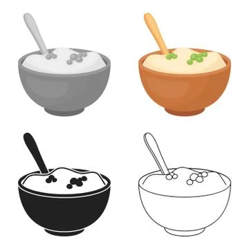 Mashed potatoes icon in cartoon style isolated on white background. Canadian Stock Illustration