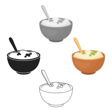 Mashed potatoes icon in cartoon style isolated on white background. Canadian Stock Illustration