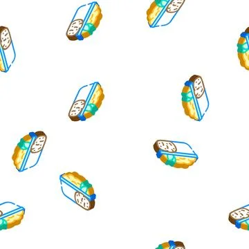 Mashed potatoes isometric icon seamless pattern Stock Illustration