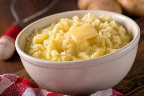 Mashed potatoes with melted butter Stock Photos