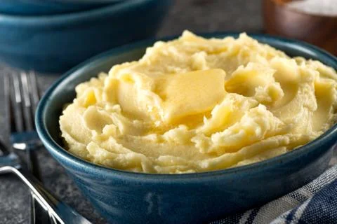 Mashed Potatoes with Melted Butter Stock Photos