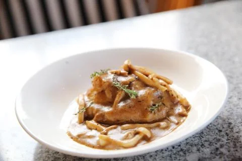 Mashed potatoes with mushroom Stock Photos