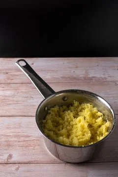 Mashed potatoes in a pan Stock Photos