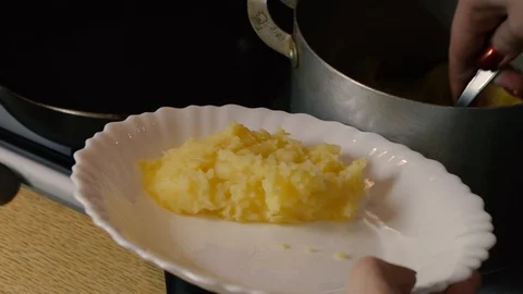 Mashed potatoes on a plate Stock Footage 110553620