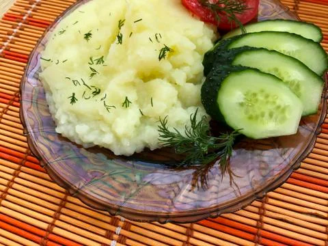 Mashed potatoes on a plate. Stock Photos